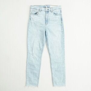 Rag & Bone Nina High Rise Ankle Cigarette Jeans Size 27 Light Wash Distressed